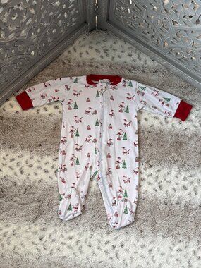 Kissy Kissy footie pajamas baby 3-6 months Santa Christmas Tree holiday winter